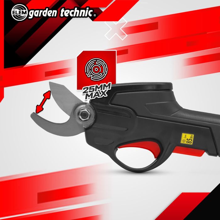7.2V lithium rechargeable pruning shears with integrated battery and charger - Elem Garden
