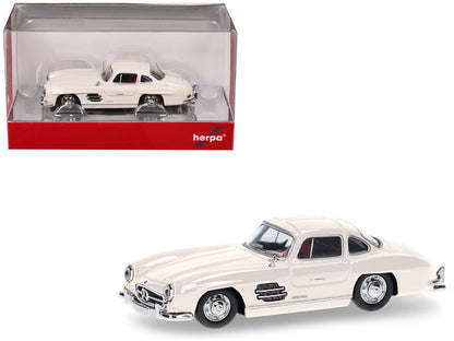 Mercedes-Benz 300 SL Gullwing White with Red Interior 1/87 (HO) Plastic Model Car by Promotex