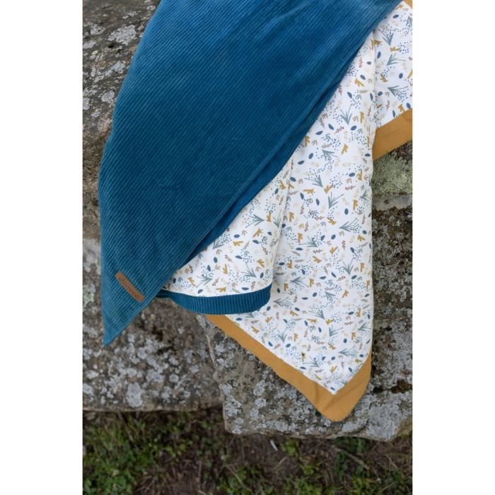 Double-sided blanket - DOMIVA - ALONG THE WATER - 75 x 100 cm - Indigo