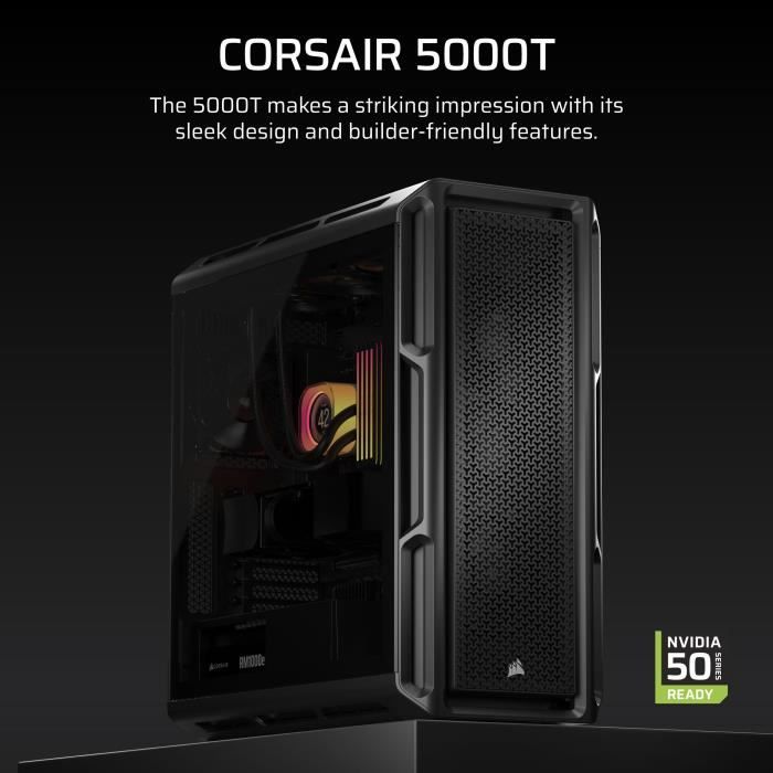 PC Case - CORSAIR - 5000T Series - Mid-Tower - Black