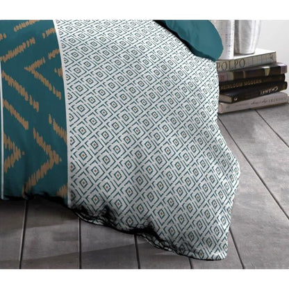 Ethno microfiber duvet set - 1 duvet cover 240x260 cm + 2 pillowcases 63x63 cm - Duck blue - Home Linen Passion