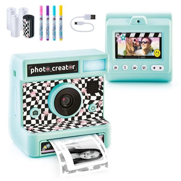 Canal Toys - Instant Print Retro Camera - 4 Rolls of Paper Including 1 Sticker, Markers and Stickers - CLK 019