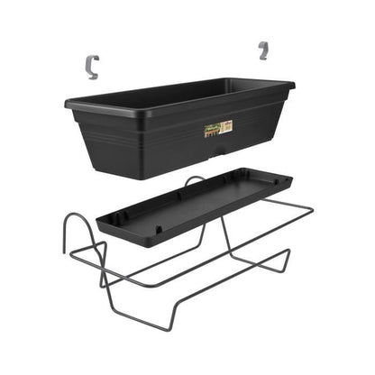 Elho Balconiere Green Basics Allin1 50 - Exterior & Balcony - L 25.7 x W 47.3 x H 16.7 cm - Living black