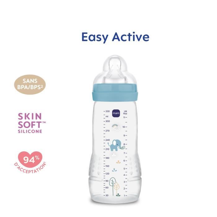 Baby bottle - MAM BABY - Easy Active - +6 months - 330 ml - X flow teat - Ocean