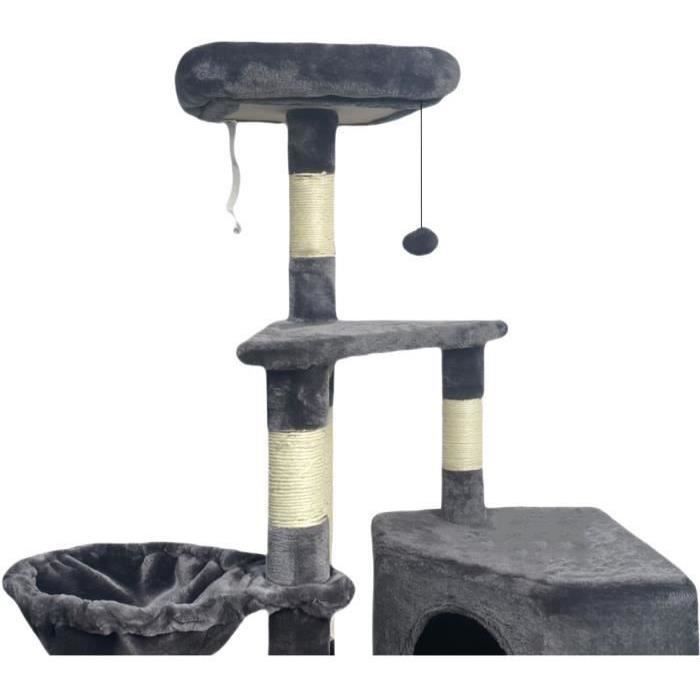 SWIFTY Cat tree - 55 x 40 x 138 cm - Dark grey - 3 platforms, 1 perch, 1 niche, scratching posts