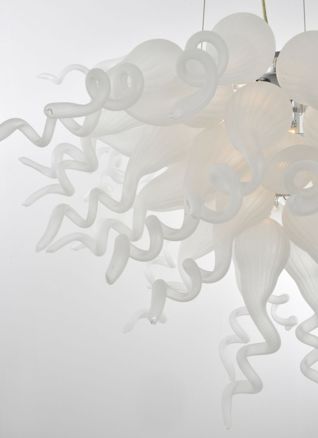Frosted White Blown Glass Chandelier