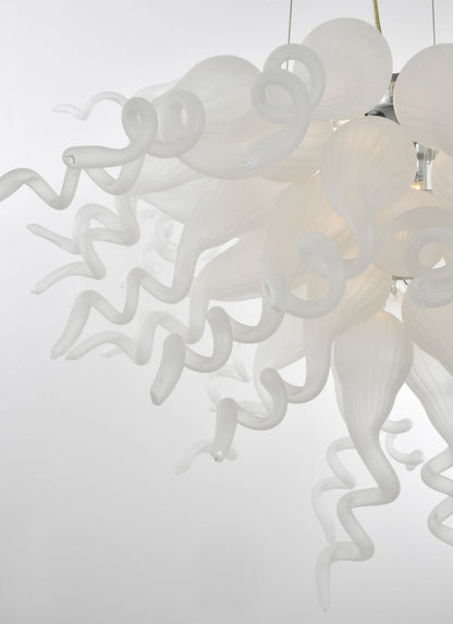 Frosted White Blown Glass Chandelier