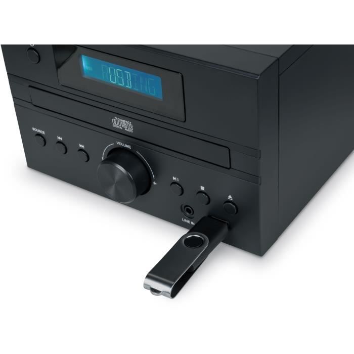 Bluetooth Micro-system - THOMSON - Wood/Black - FM/CD/MP3/USB radio, 20W RMS, FM RDS tuner, Headphone jack, Remote control, 230V power supply