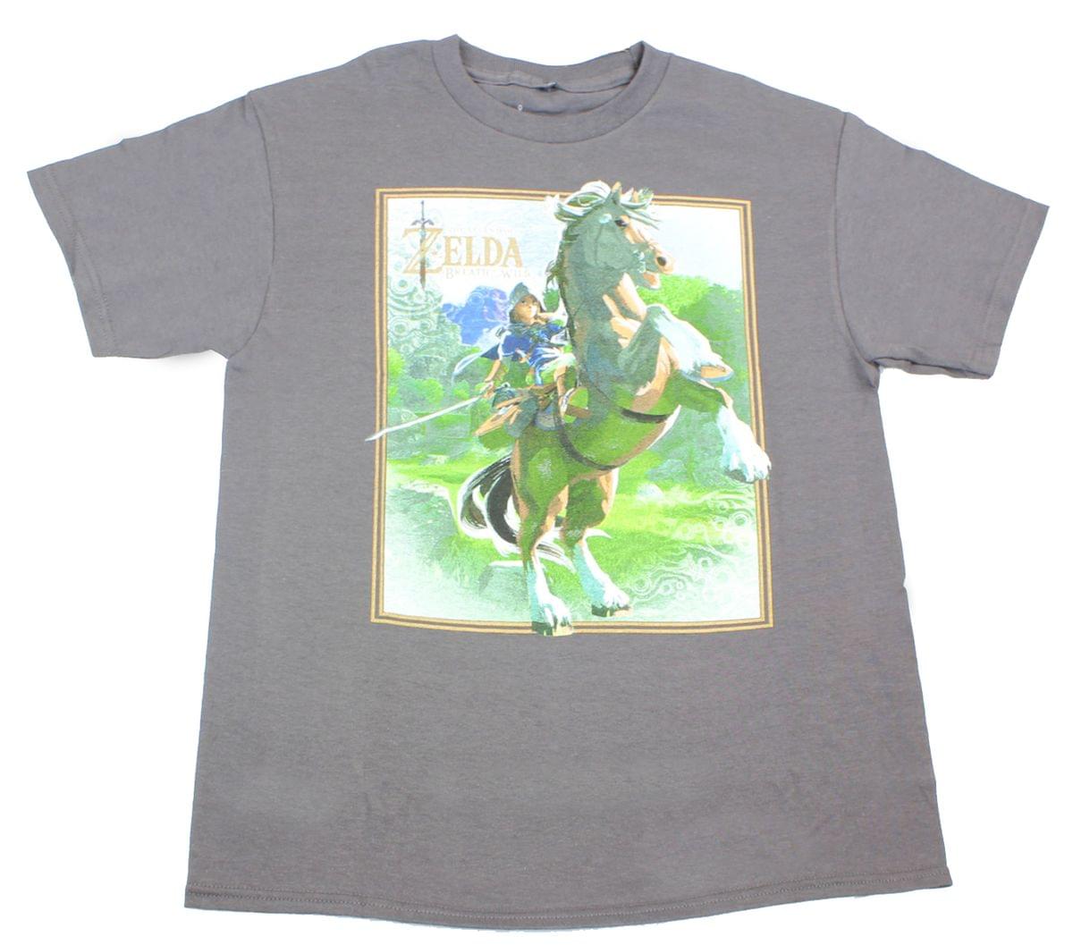 Legend of Zelda: Breath of the Wild Link on Horse Grey Youth T-Shirt: X-Large