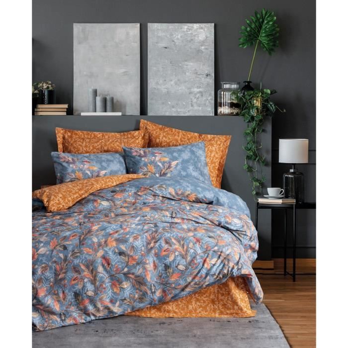 Bedding set - 1 duvet cover 220 x 240 cm + 2 pillowcases 60 x 60 cm - 100% cotton - Mustard