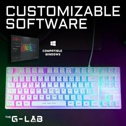Gaming Keyboard - RGB TKL Membrane - THE G-LAB - KEYZ-CAESIUMT-W/FR - FR Layout - 12 shortcuts - 100% customizable - White