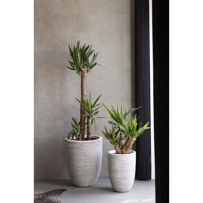 Elegant low flower pot - CAPI EUROPE - RIB NL - 46 x 58 cm - Ivory