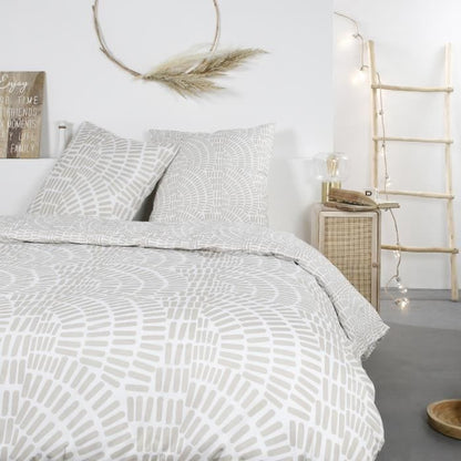 Mawira bed set - 2 people - 260 x 240 cm - 100% cotton - Beige Ethnic motif - TODAY