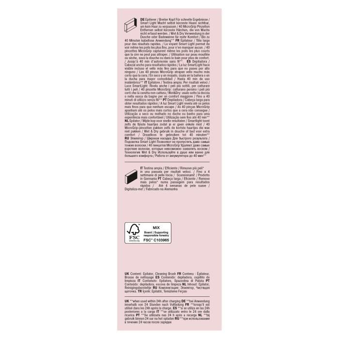 Electric epilator - BRAUN - SILK EPIL 7 SE 7-000 - 2 speeds - Cordless - 40 min - White / Pink