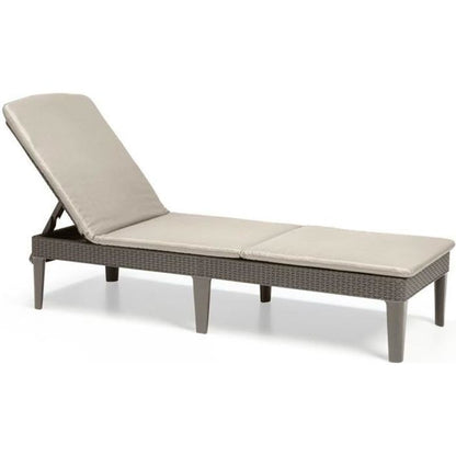 ALLIBERT by KETER - Jaipur 4-position sun lounger with cushion - rattan imitation - cappuccino color.