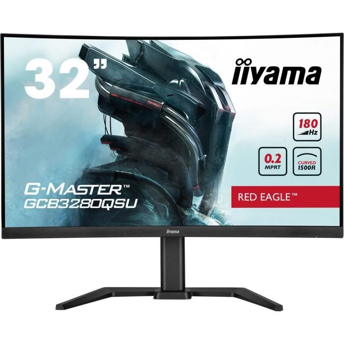PC Monitor - IIYAMA - GCB3280QSU-B2 - 31.5 QHD - VA - 180Hz - 0.2ms - HDMI/DP/USB HUB - Adjustable stand - Curved 1500R - Black