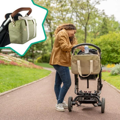 Badabulle Bowling Diaper Bag - Large Capacity 20L - Changing mat and stroller clips included, Olive