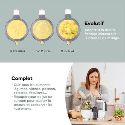 Babymoov Nutribaby Pack ( +) White & 3 Babybols 180ml + 2 spooners - Ideal for diversification