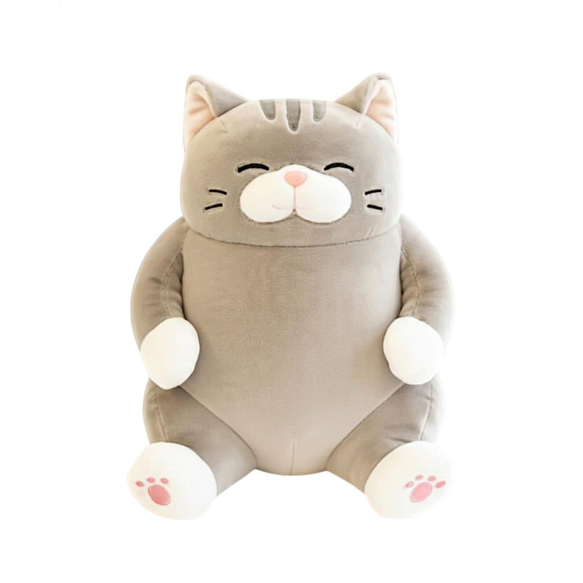 Chubby Meow 12 Inch Plush Pillow | Gray