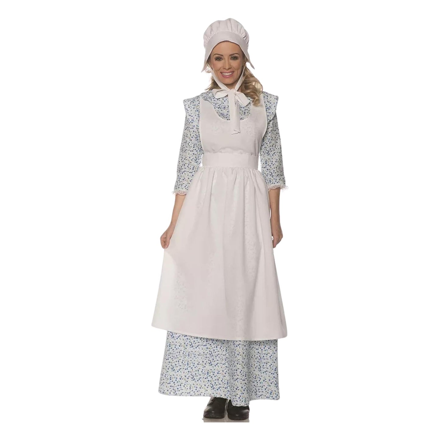 Pioneer Womens Costume with Apron and Bonnet | Large