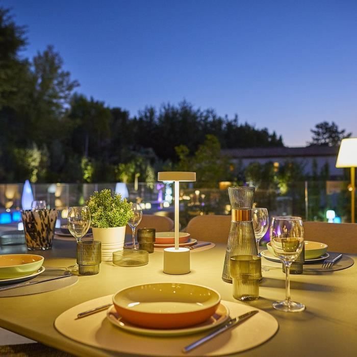 Wireless table lamp - LUMISKY - ROBY WHITE - H30 cm - Touch aluminum - Matt white - LED