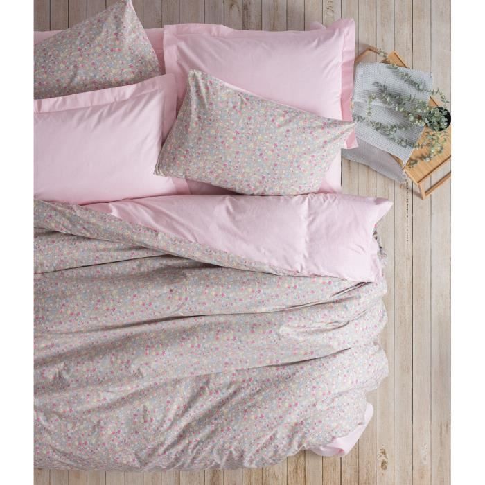Bedding set - 1 duvet cover 220 x 240 cm + 2 pillowcases 60 x 60 cm - 100% cotton - Pink