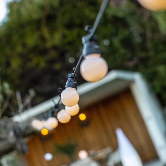 Solar light string - LUMISKY - PARTY MILKY SOLAR - 5.70 m - 8 modes - 10 warm white LED globes