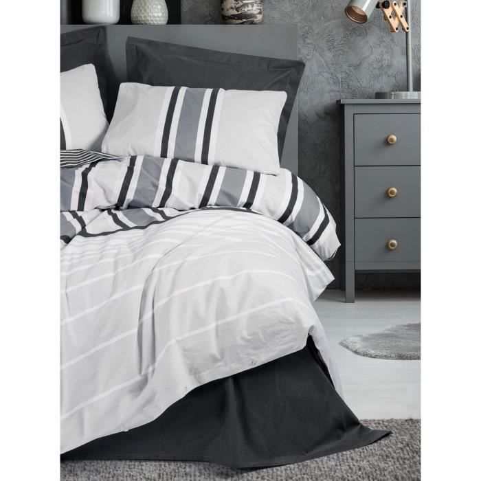 Bedding set - 1 duvet cover 220 x 240 cm + 2 pillowcases 60 x 60 cm - 100% cotton - Anthracite