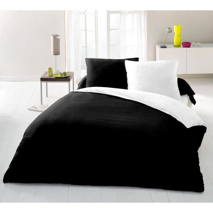 Duvet cover set for 2 people - 220x240 cm - 100% Cotton - Two-tone Black and white