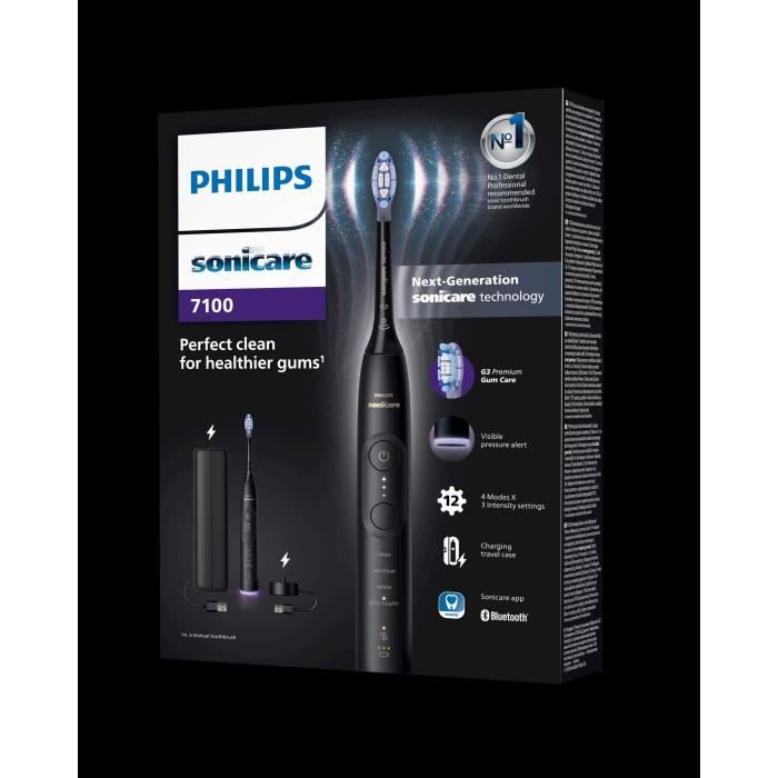 Toothbrush - PHILIPS - HX7421/01 - Sonicare - 7100 Series - Black - Electric