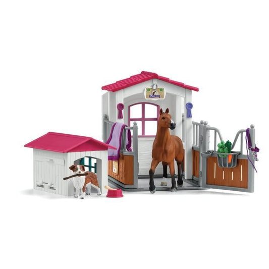 Box with Hanoverian Mare and Australian Shepherd, Horse Figurine and Accessories, SCHLEICH 72218 Horse Club, from 5 years old
