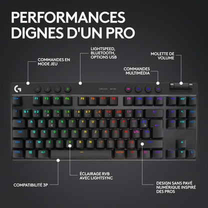 Logitech G PRO X TKL LIGHTSPEED Wireless Keyboard, LIGHTSYNC RGB - Black