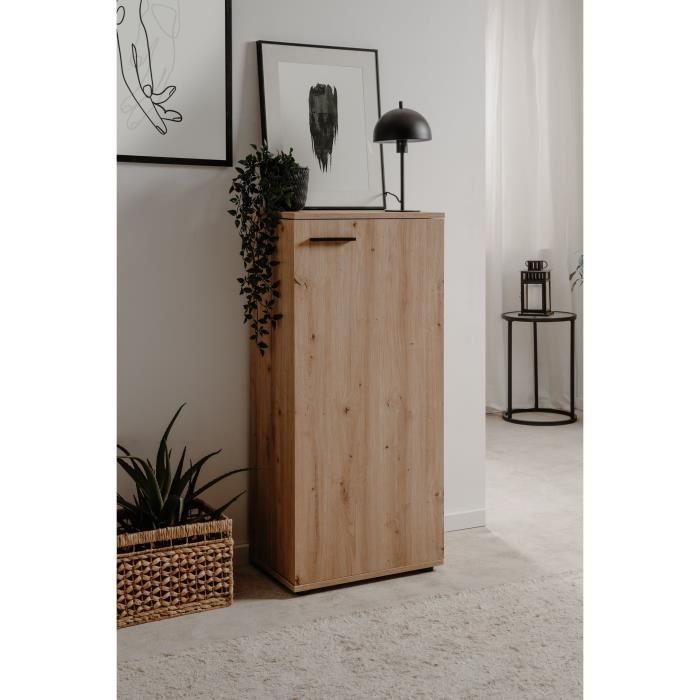 Satos shoe cabinet - Artisan oak - 100 x 110 x 34 cm - Capacity 12 pairs