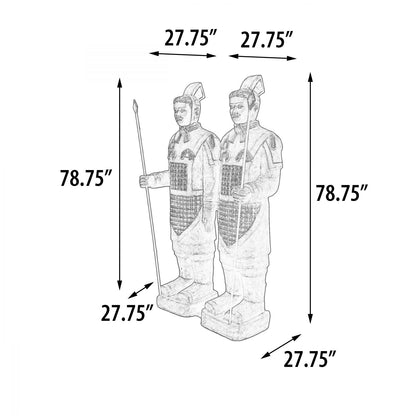 Life Size Pair of Standing Soldiers 78.74" Tall With Black Earthy Finish