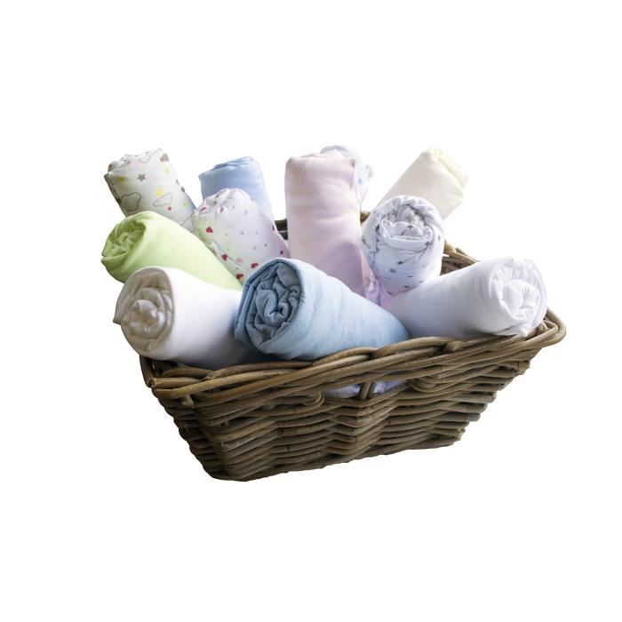 DOUX NID Set of 2 fitted sheets White / sky 60x120 cm