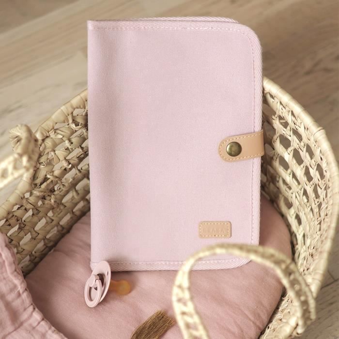 BEABA, Powder pink canvas health book cover