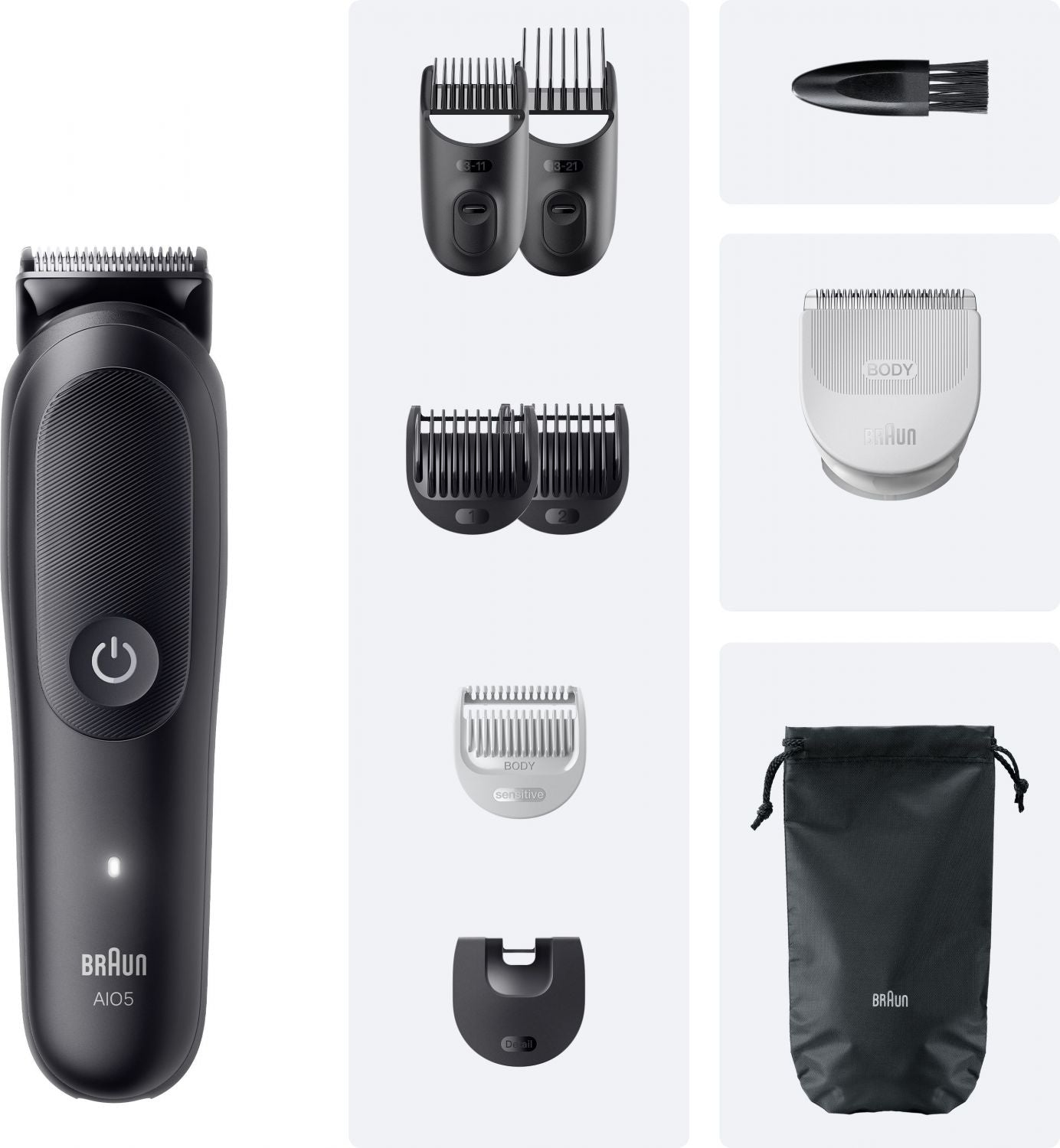 Hair and beard trimmer - BRAUN - AIO5540 - 120 min - 14 settings - Black