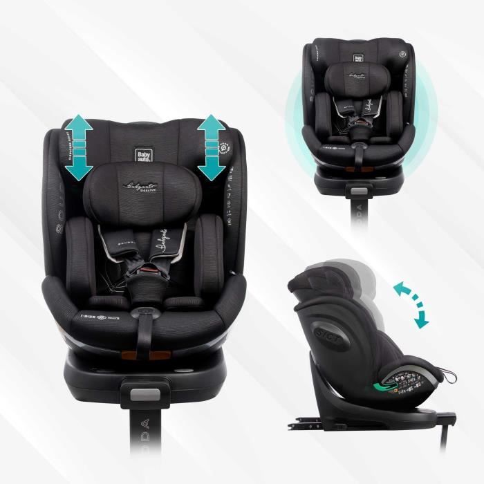 Car seat - BABYAUTO - SCUDDA GREY DOBBY - From birth to 12 years - 0-36 kg - I-Size - ISOFIX - 360° swivel - ECE R129