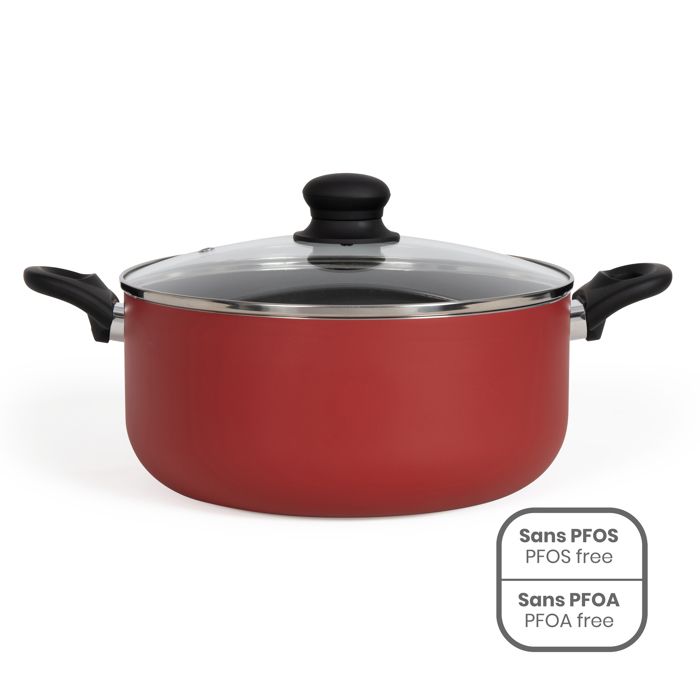28 cm Dutch oven - LIVOO - MEP151R - Non-stick without PFOA or PFOS - Silicone handles - Suitable for all hobs including induction