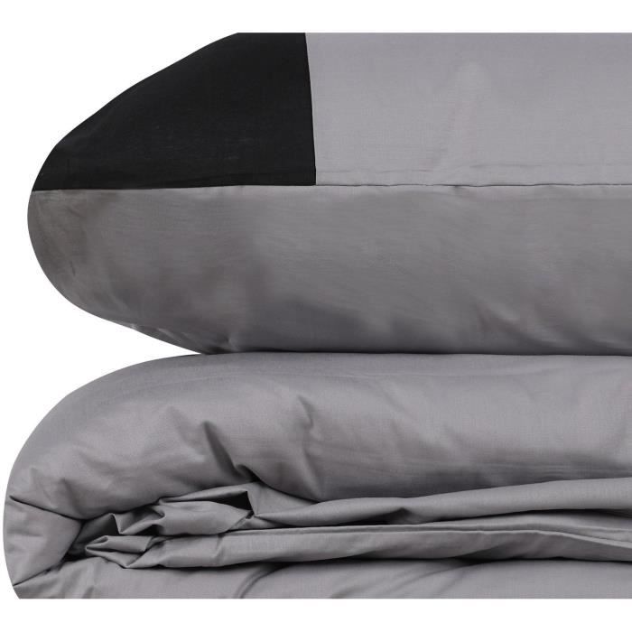 Bedding set - 1 duvet cover 220 x 240 cm + 2 pillowcases 60 x 60 cm - 100% cotton - Grey