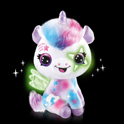 Airbrush Unicorn Plush Toy that Glows in the Dark to Customize - Spray Art Plush Toy with Felt Tips and Stencils - OFG 274 - Canal Toys