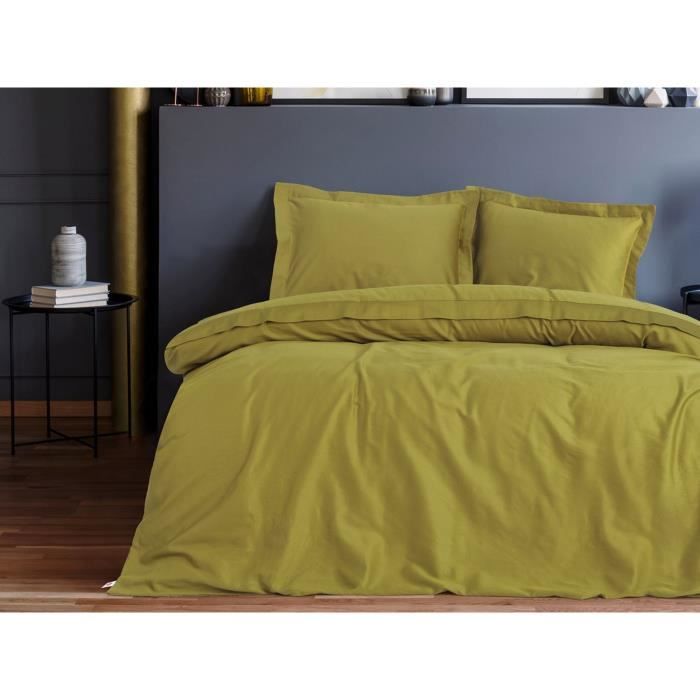 Bedding set - 1 duvet cover 220 x 240 cm + 2 pillowcases 60 x 60 cm - 100% cotton satin - Green