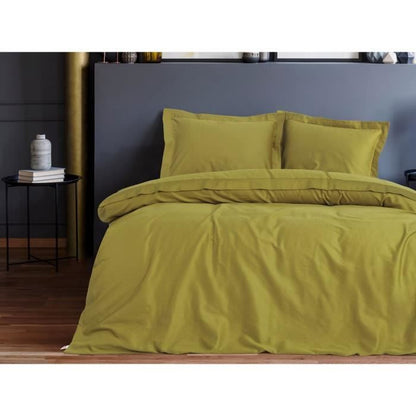 Bedding set - 1 duvet cover 220 x 240 cm + 2 pillowcases 60 x 60 cm - 100% cotton satin - Green