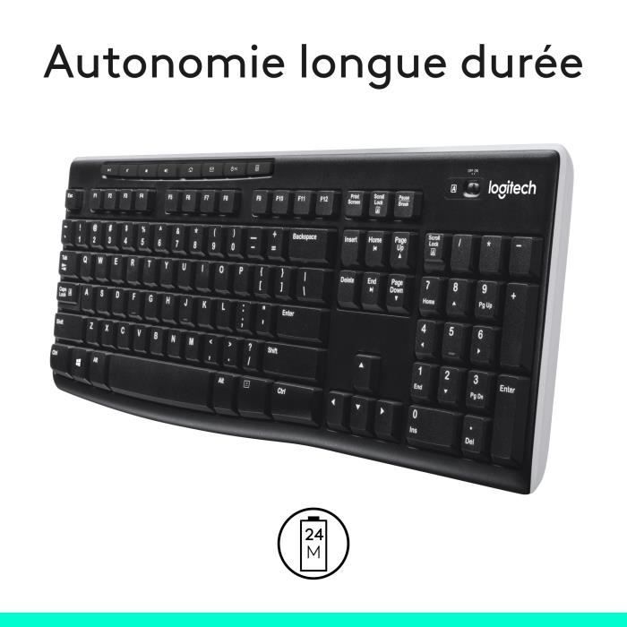 LOGITECH K270 Wireless Keyboard - Azerty - PC / Mac - Black
