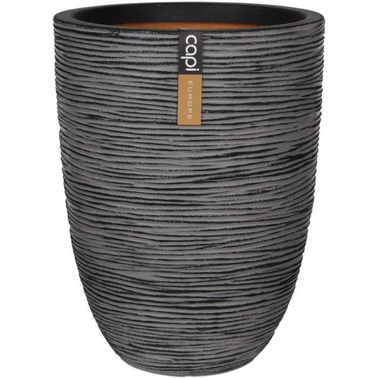 Capi Flowerpot Nature Rib elegant low 46 x 58 cm Anthracite KOFZ783