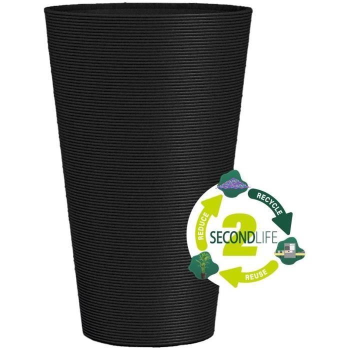 Tall flowerpot - GARDEN ID - Green Care Sense Tall Black-Anthracite - 55 cm - 10 year guarantee - 100% recycled - UV and frost resistant