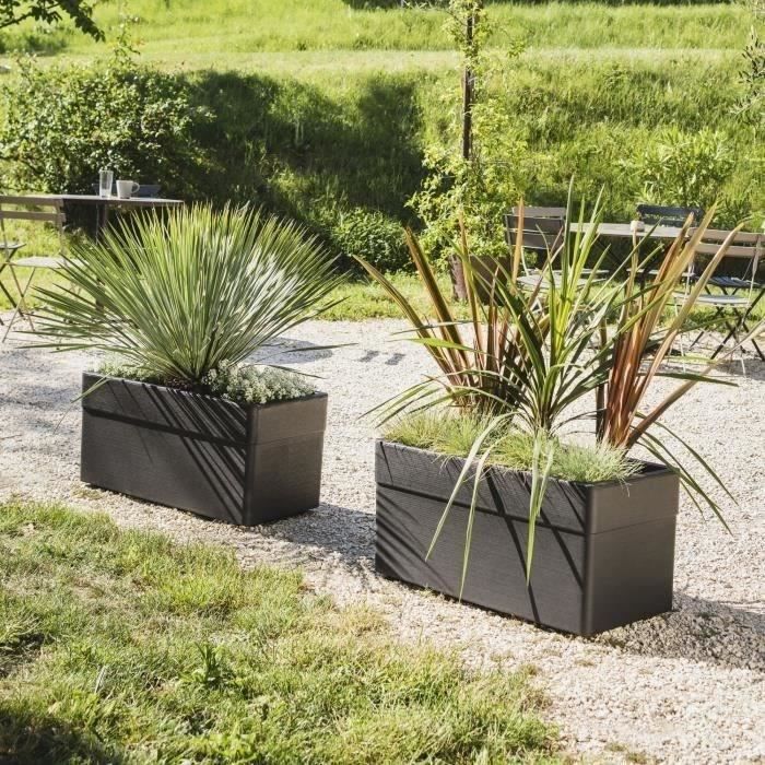 Planter - CAREL - Anthracite grey - 63 L - 78 x 39 x H.39 cm - EDA - With casters - Outdoor or indoor