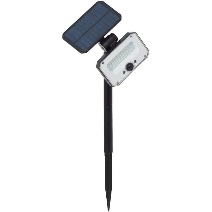 Outdoor spotlight - BRILLIANT - JOPLIN - LED and solar - Detector - Plastic and glass - 4 W - Black