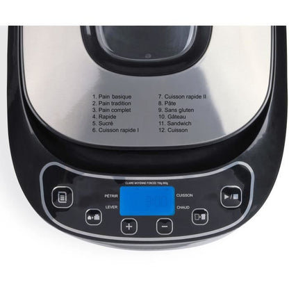 Bread machine - LIVOO - DOP218 - 550W - 12 programs - Removable aluminum bowl - LCD screen - 3 accessories included