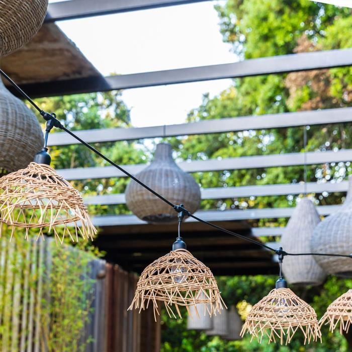String lights - LUMISKY - Hawaii Light - Connectable - Outdoor - Polyrattan lampshade - 10 E27 LED filament bulbs